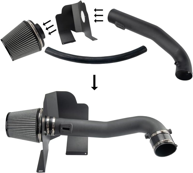 AUTOSITY 3.5" Heat Shield Cold Air Intake w/Filter Replacement for 2014-2018 Silverado 1500/ Sierra 1500 5.3L/6.2L V8, 2015-2020 Escalade/Escalade ESV 6.2L Suburban/Tahoe/Yukon/Yukon XL 5.3L(Black) - Image 1